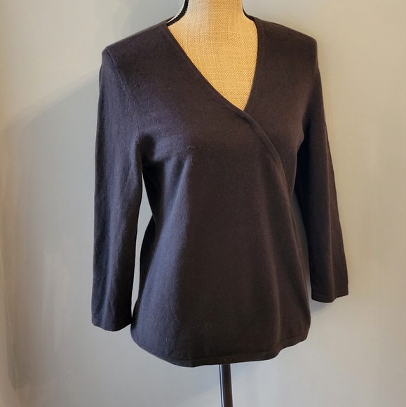 Daniel Bishop small chocolate brown cashmere pullover sweater - Picture 2 of 6